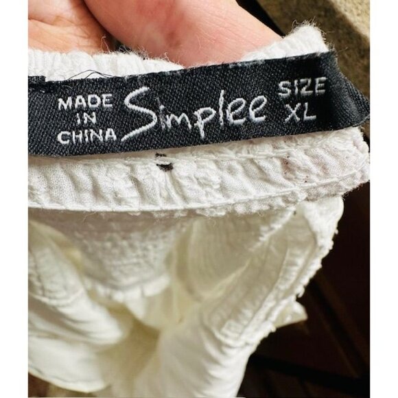 Simplee Cotton Sleeveless Resort Eyelet Lace V-Neck, Adj. Straps Midi Dress  XL - Picture 6 of 8